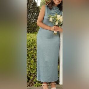 Zara Sky Blue Midi Dress